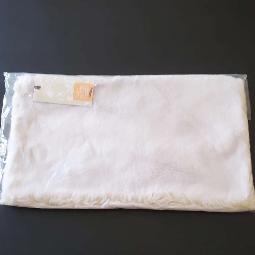 West Elm Faux Fur Chinchilla Pillow Cover white
